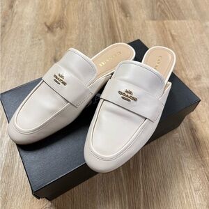 Coach Samie Slide On Mike Cream Leather Slip-On Loafers 10